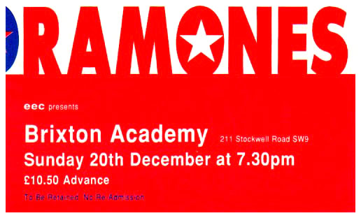 The Ramones - London - Brixton Academy - 20.12.92 - Ticket