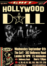 Angels in Exile Graphic Design - Poster - Hollywood Doll - Live at The Gaff, London - 08.09.10