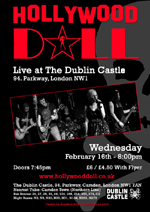 Angels in Exile Graphic Design - Poster - Hollywood Doll - Live at The Dublin Castle, Camden, London - 16.02.11 (Gig was cancelled on the day due to illness)
