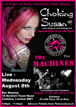 Angels in Exile Graphic Design - Poster #2 (Colour) - Choking Susan + The Machines - 'A Night of Pure, Powerful Punk Energy' - Live at Bar Monsta, Camden, London - 08.08.07