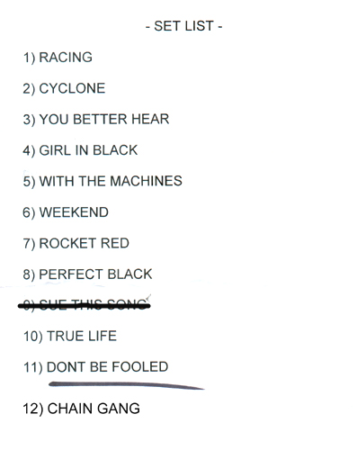 The Machines - Live at Bar Lambs, Westcliff - 22.12.07 - Set List