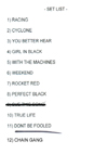 The Machines - Live at Bar Lambs, Westcliff - 22.12.07 - Set List