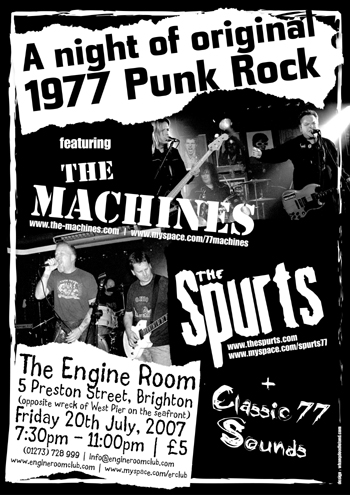 The Machines + The Spurts - Live at The Engine Room, Brighton - Friday July 20th 2007 - Flyer