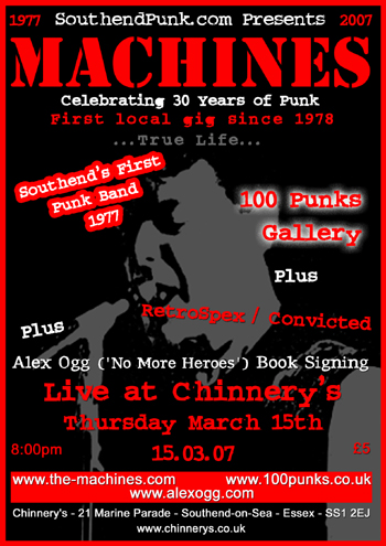 The Machines - Live at Chinnery's, Southend-on-Sea, Essex - Thursday March 15th 2007 - Flyer