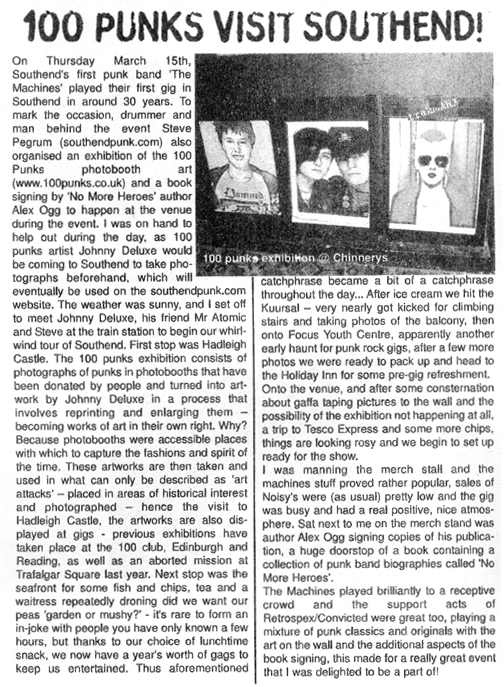 '100 Punks Visit Southend' - Review in Noisy! Fanzine #5