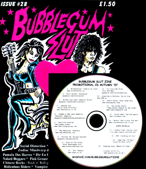 Bubblegum Slut Fanzine Issue 28 - Autumn 2007 - Contains free CD which features x1 Machines song - 'Weekend' From The Promo EP#1 