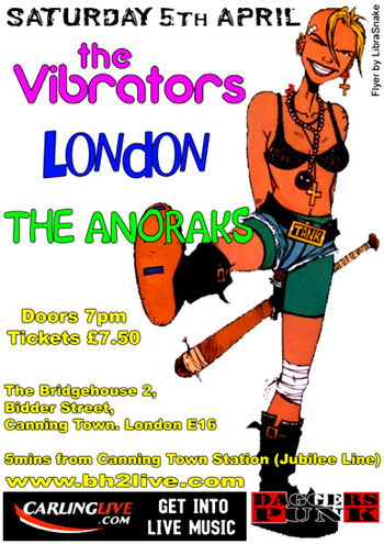 The Machines - Live at The Bridgehouse 2, Canning Town, London E16 with The Decline, London + The Vibrators - 05.04.08 - (The Machines added as last minute replacements for The Anoraks) - Poster