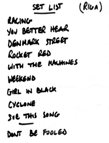 The Machines - Live at Club Riga, Westcliff - 13.04.08 - Set List