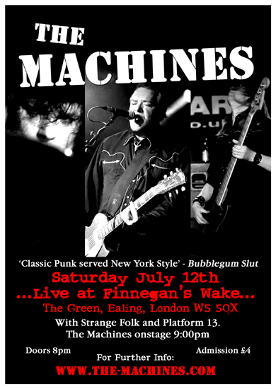 The Machines - Live at Finnegan's Wake, Ealing, London with Strange Folk - 12.07.08 - Poster #1
