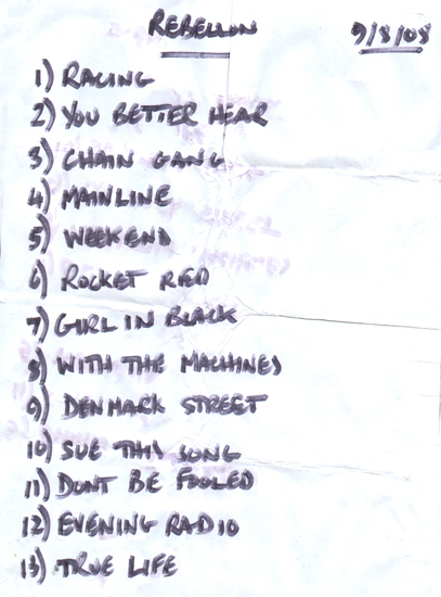 The Machines - Live at Rebellion - August 9th, 2008 - Set List