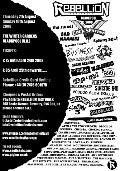 The Machines - Live at The Rebellion Festival, Blackpool - August 7th - 10th, 2008 - Poster#3