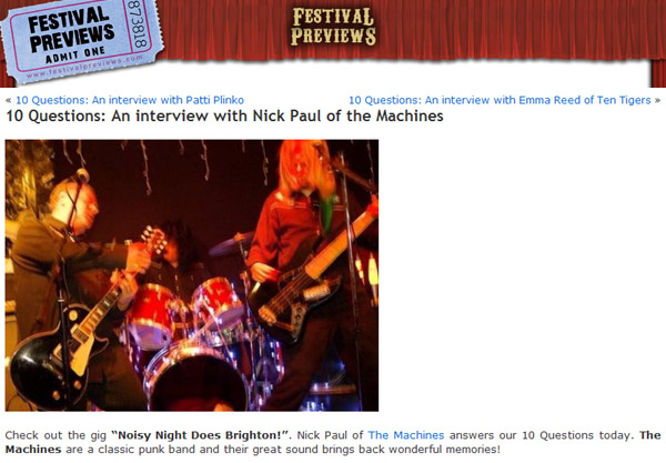 The Machines - '10 Questions with Nick Paul' - Brighton Fringe Festival Preview - 2008