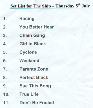 The Machines - Live at The Ship, Leigh-on-Sea - 05.07.07 - Setlist