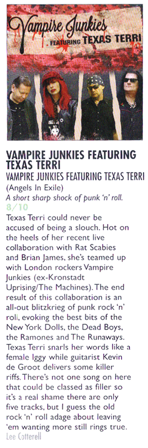 Vive Le Rock Magazine - May / June, 2012 - The Vampire Junkies Featuring Texas Terri CD Review by Lee Cotterell
