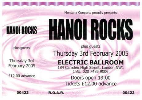 Hanoi Rocks - Live at The Electric Ballroom, Camden, London -  03.02.05 - Ticket