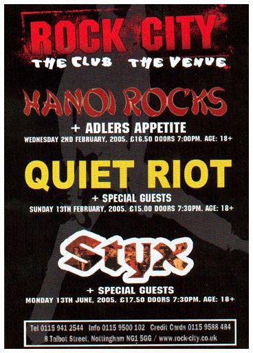 Hanoi Rocks - Live at Rock City, Nottingham, UK - 02.02.05 - Music Press Advert