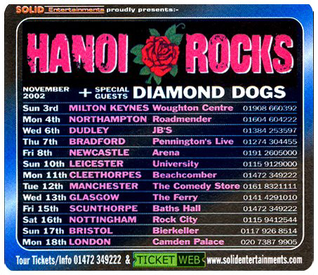 Hanoi Rocks - UK Tour 2002 - Music Press Advert