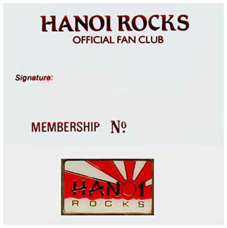 Hanoi Rocks - Official Fan Club - Membership Card and Badge