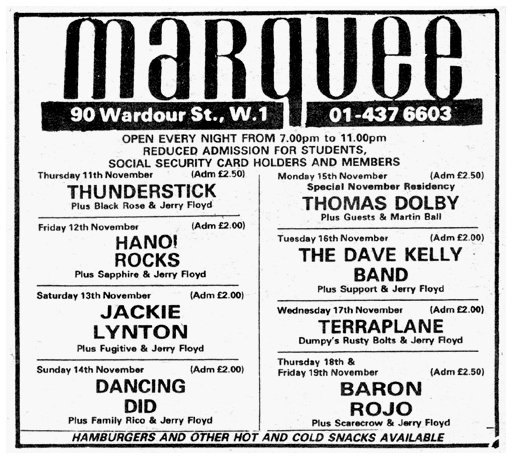 Hanoi Rocks - Live at The Marquee, London, England - 12.11.82 - Advert