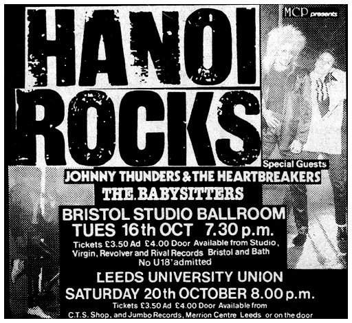 Live at The Bristol Studio Ballroom- 16.10.84 & Leeds University Union - 20.10.84 - Advert