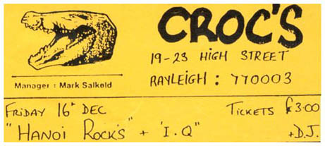 Hanoi Rocks - Live at Croc's, Rayleigh, Essex - 16.12.83 - Advert