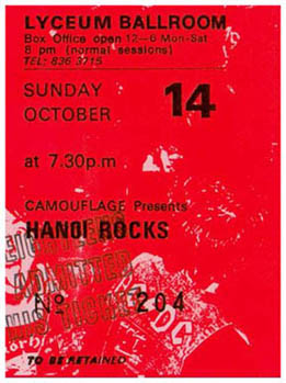 Hanoi Rocks - Live at The Lyceum, London, England - 14.10.84 - Ticket