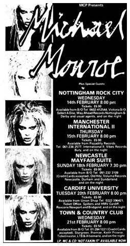 Michael Monroe - UK Tour 1990 - Advert