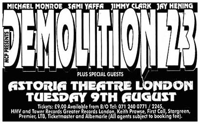 Demolition 23 - Live at The Astoria, London, England - 09.08.94 - Advert