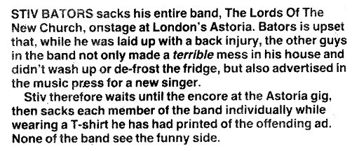 The Lords of The New Church - Miscellaneous Final Concert Report #1