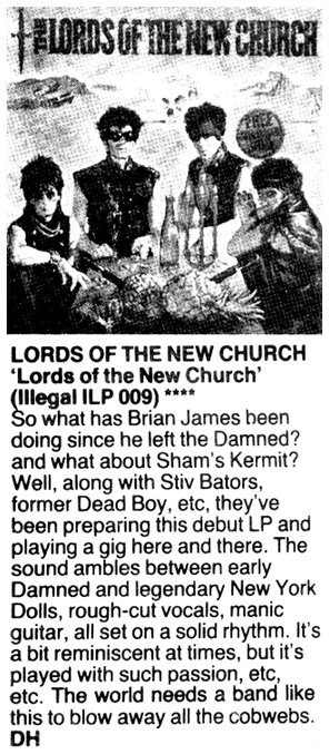 The Lords of The New Church - Music Paper 'The Lords of The New Church' album review #1