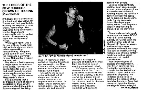 The Lords of The New Church - Music Paper Live in Manchester Review 