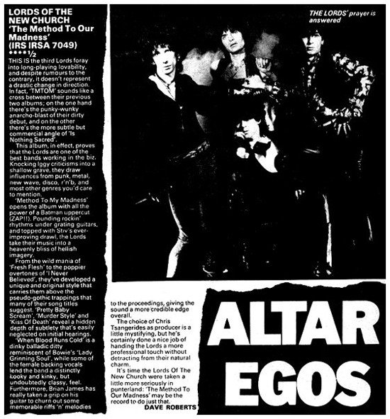 The Lords of The New Church - Music Paper 'The Method To Our Madness' Review