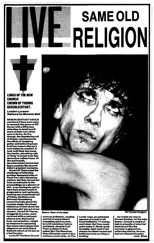 The Lords of The New Church - Music Paper Live at The Lyceum, London Review