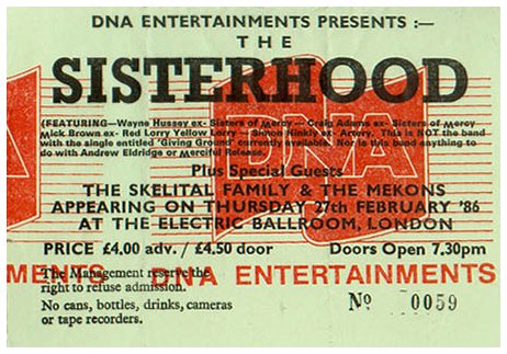 The Mission: The First Official Concert - The Electric Ballroom, London - 27.02.86 - Ticket
