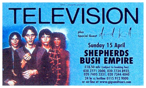 Television - Live at The Shepherds Bush Empire, London - 15.04.01 - Advert