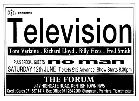 Television - Live at The Forum, London - 12.06.93 - Advert